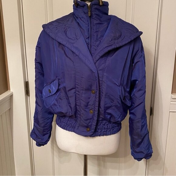 ROFFE WOMENS VINTAGE SKI SNOW JACKET COAT BLUE POCKETS ZIP SNAP FRONT USA SIZE 6 - Picture 1 of 14